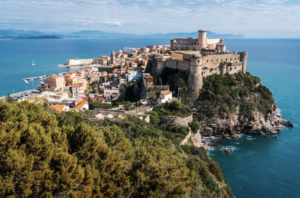 A stunning view of the island of Capri, a favorite tourist destination known for its breathtaking scenery and vibrant culture.